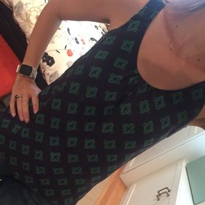 Banana republic navy green print top, xs